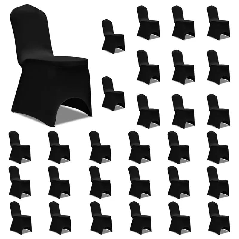 huse de scaun elastice, 30 buc., negru
