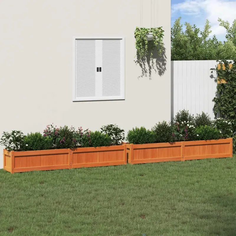 jardiniere de gradina, 2 buc., maro ceruit, lemn masiv de pin
