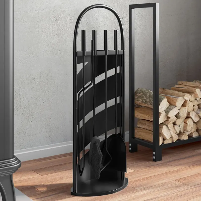 set de unelte pentru semineu, 5 piese, 23x15x66 cm, otel