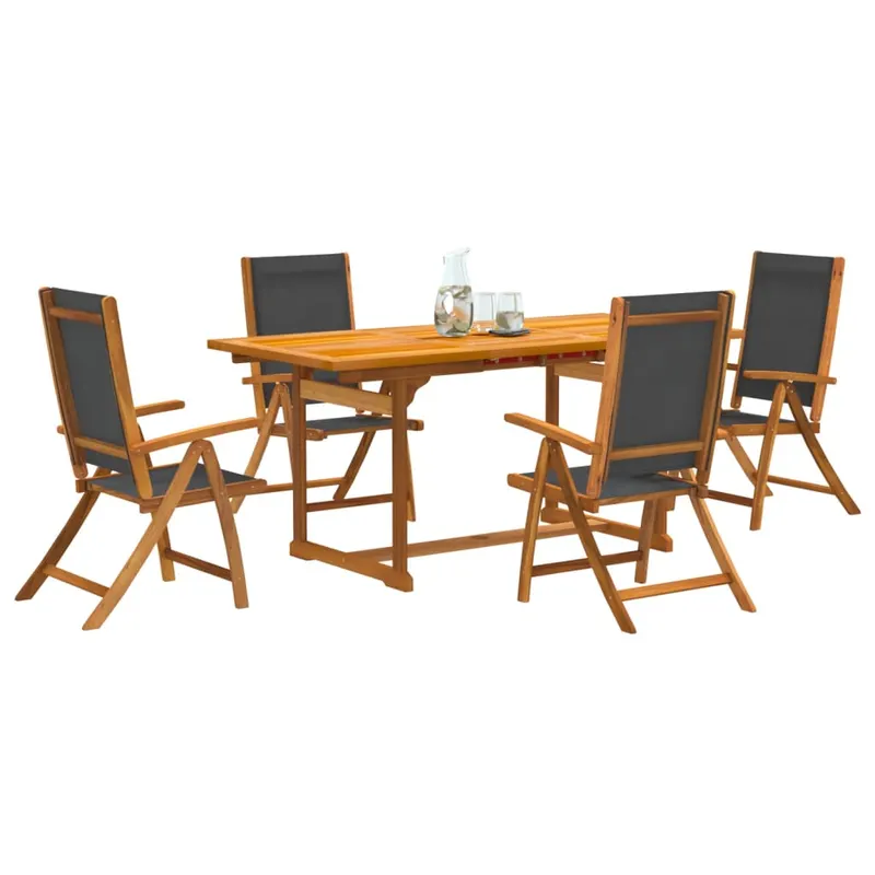 set mobilier de gradina, 5 piese, lemn masiv acacia/textilena