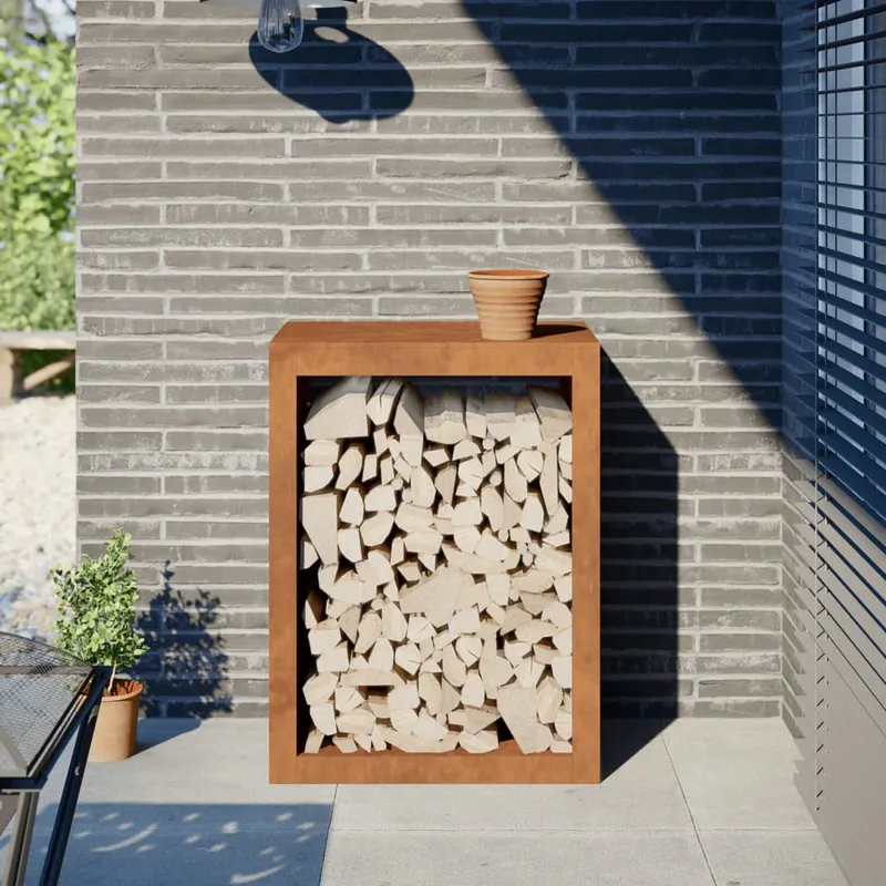 suport pentru lemne de foc, 60x40x80 cm, otel corten