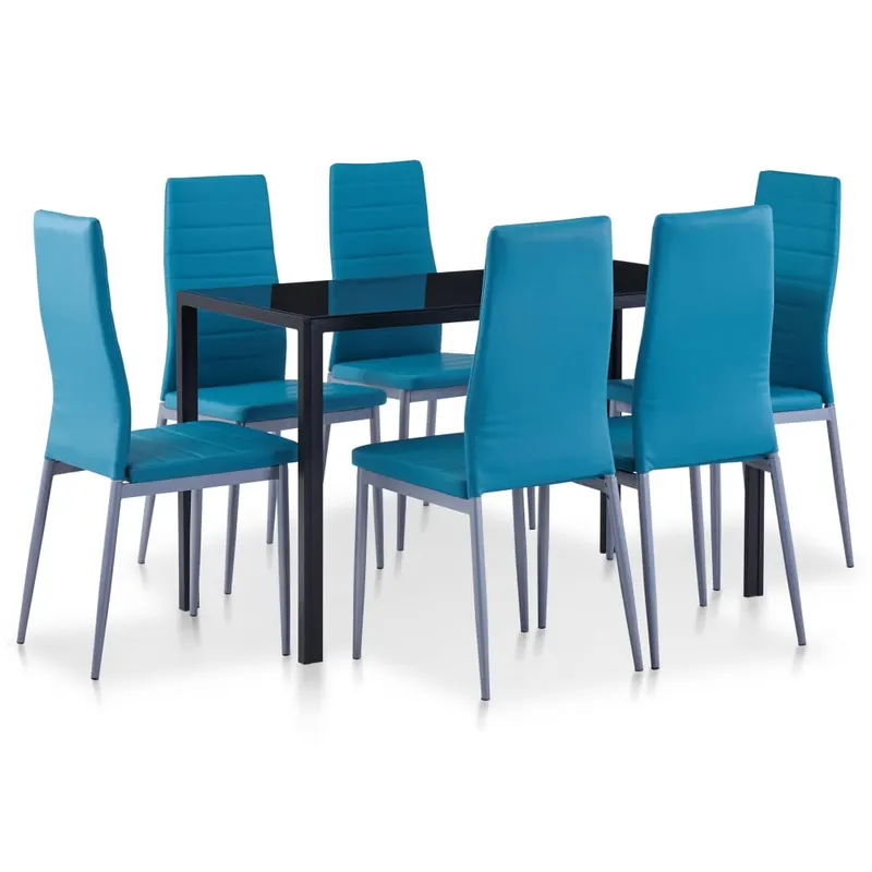 set mobilier de bucatarie, 7 piese, albastru