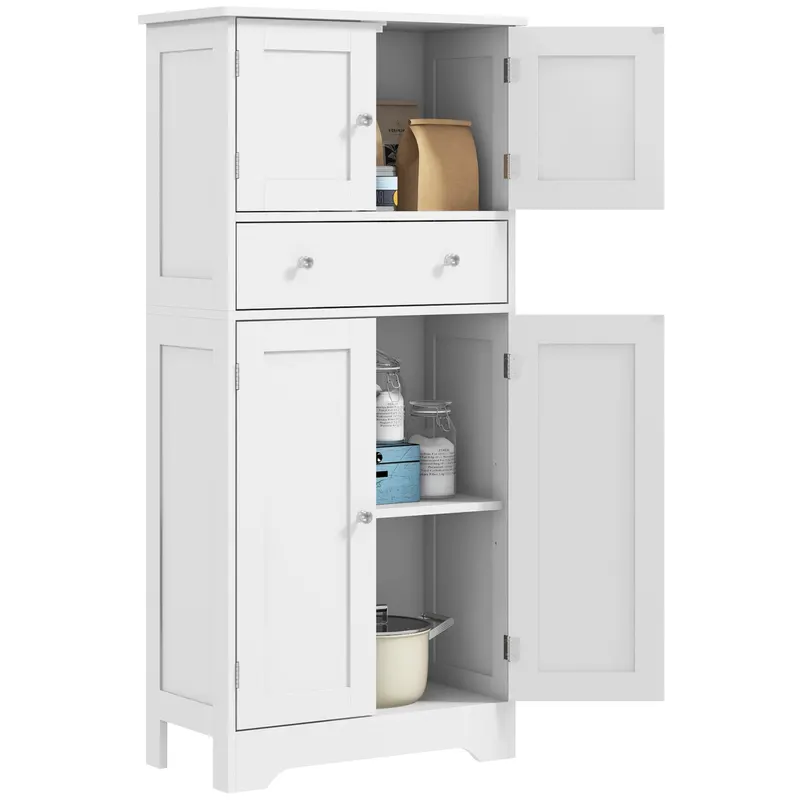 HOMCOM Armoire de cuisine buffet cuisine cu placarde, rafturi reglabile, sertar, 60 x 30 x 128 cm, alb
