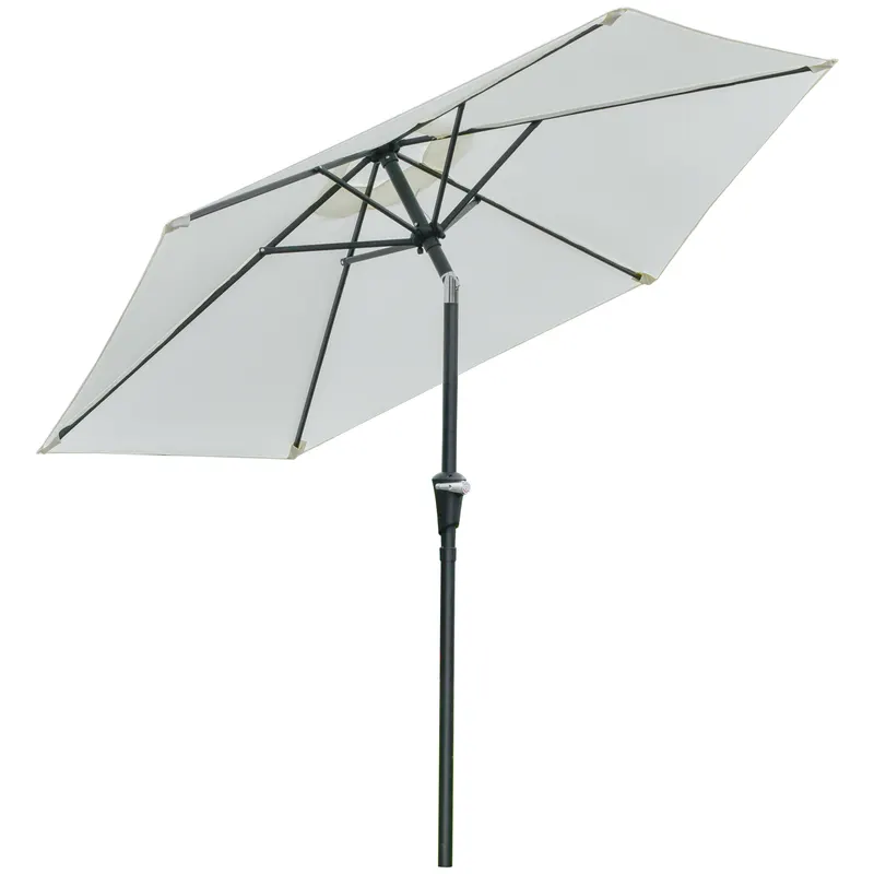 Outsunny Umbrelă de Grădină Reglabilă, din Oțel, Alb Crem, Φ230cm