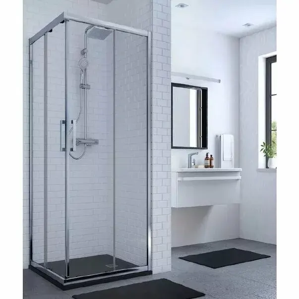 Cabina de dus patrata cu usi glisante Ideal Standard Connect 2 80x80 profil alb