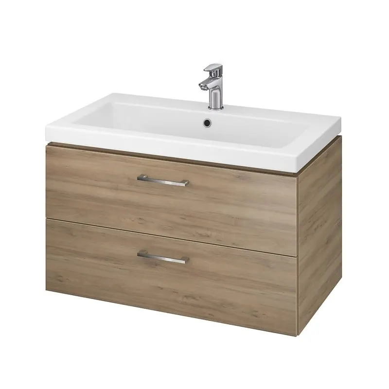 Set mobilier suspendat si lavoar Cersanit, Lara, 80 x 45 cm, nuc