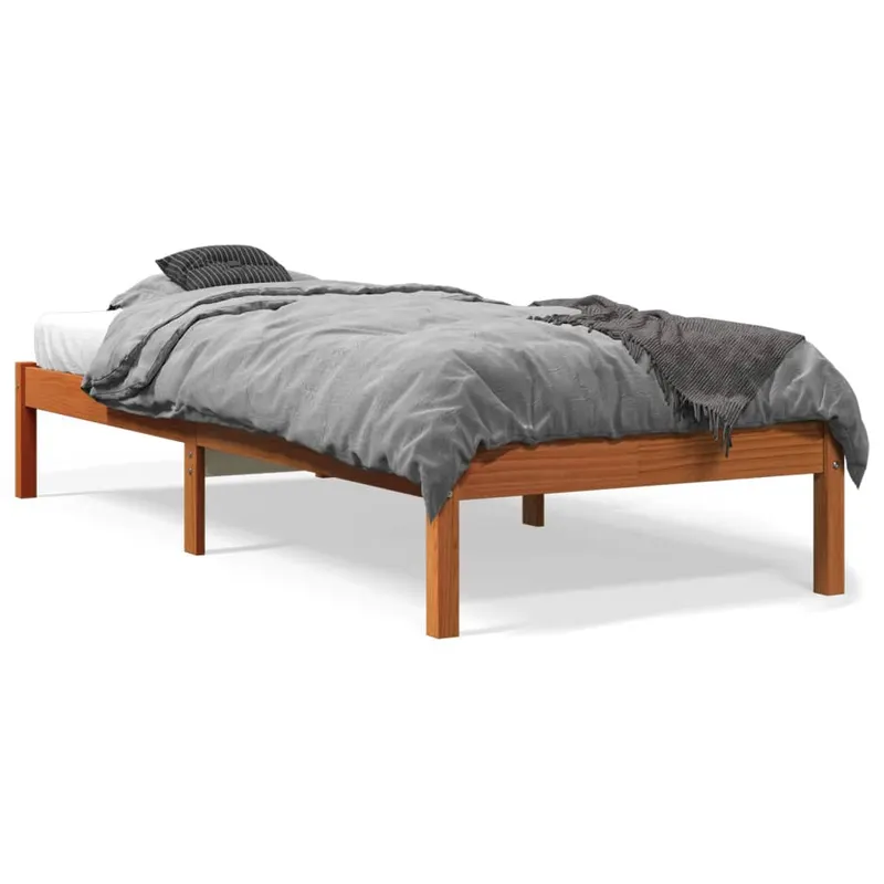 cadru pat fara saltea, maro ceruit, 90x190 cm, lemn masiv pin