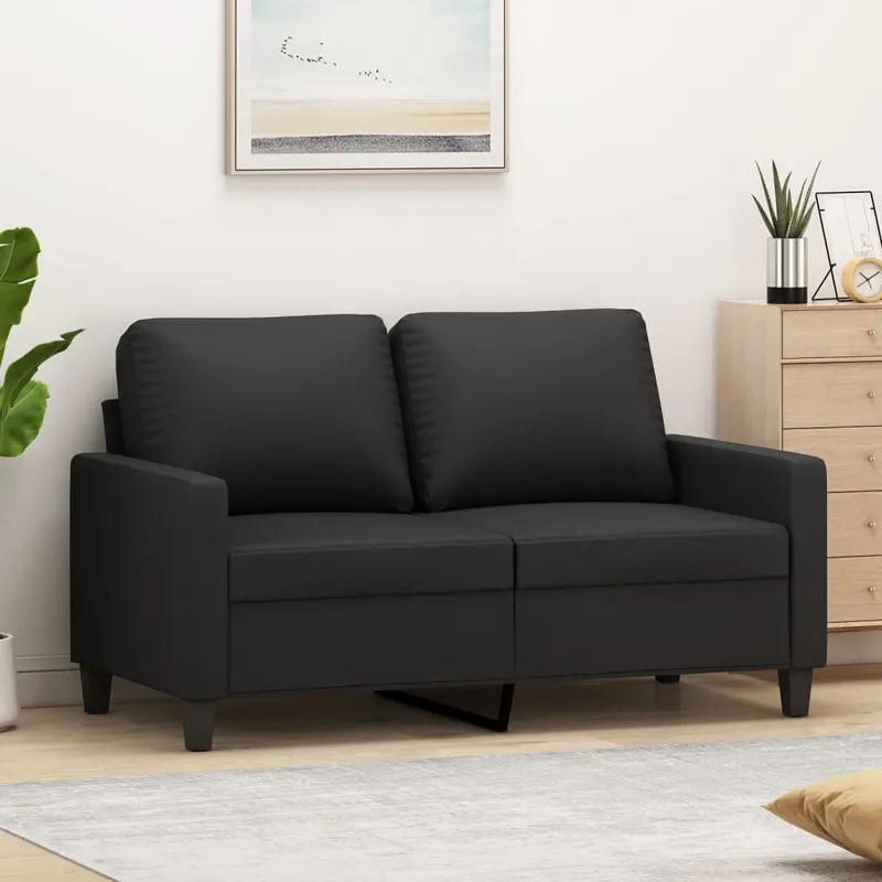 canapea cu 2 locuri, negru, 120 cm, piele ecologica