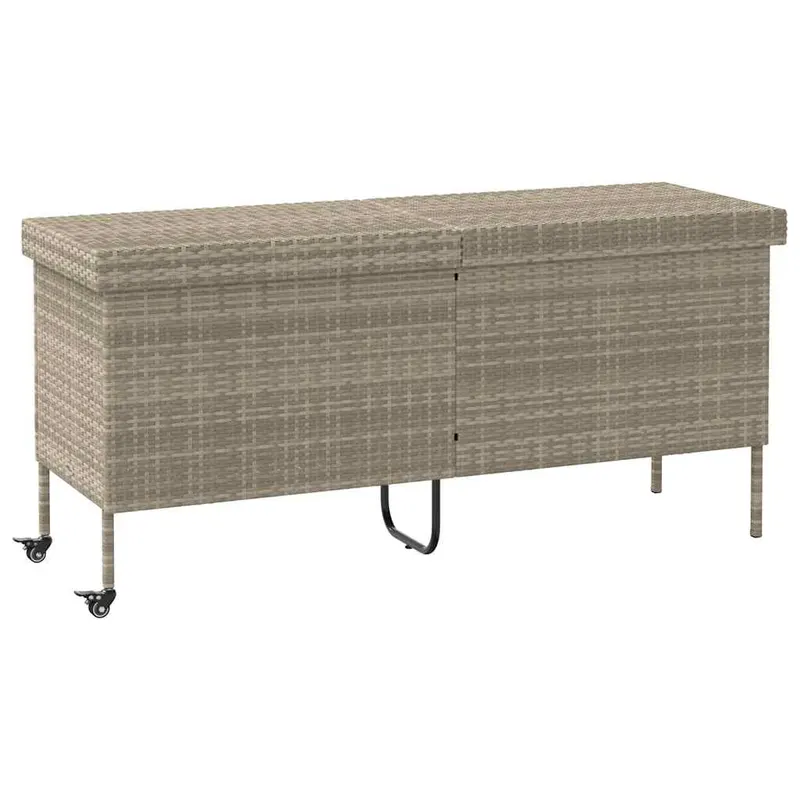 cutie de depozitare de gradina cu roti gri deschis poly ratan