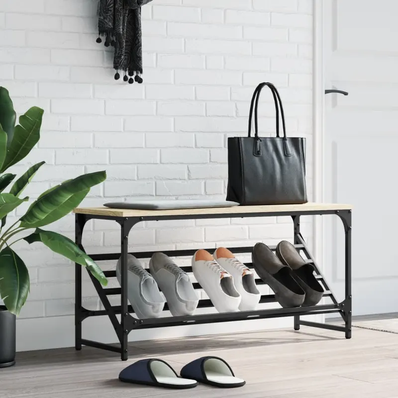suport de pantofi, stejar sonoma, 90x30x45 cm, lemn prelucrat