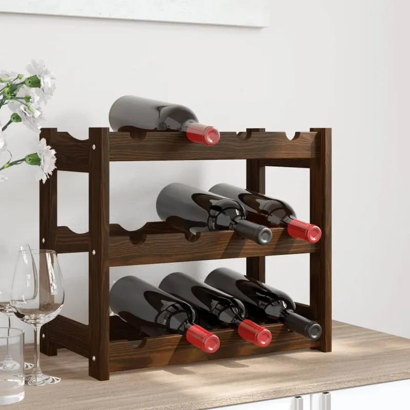suport sticle de vin, 12 sticle, maro, lemn masiv de pin