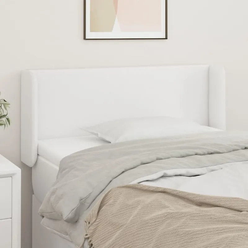 tablie de pat cu aripioare alb 103x16x78/88 cm piele ecologica