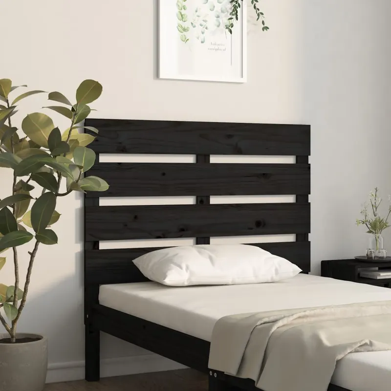 tablie de pat, negru, 100x3x80 cm, lemn masiv de pin