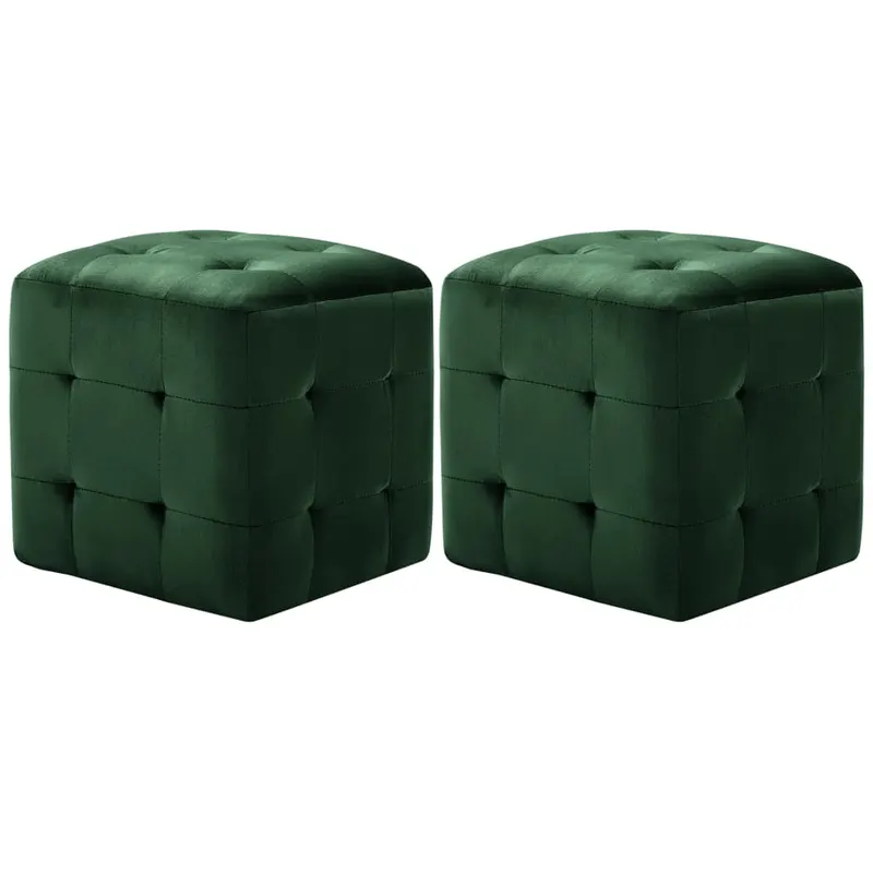 taburet, 2 buc., verde, 30 x 30 x 30 cm, tesatura catifea
