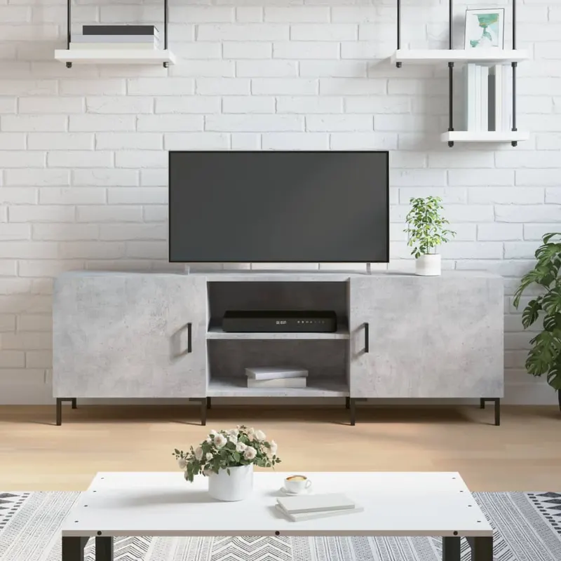 comoda tv, gri beton, 150x30x50 cm, lemn compozit