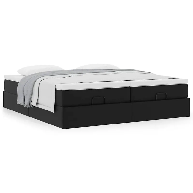 cadru de pat otoman saltele negru 180x200cm piele artificiala