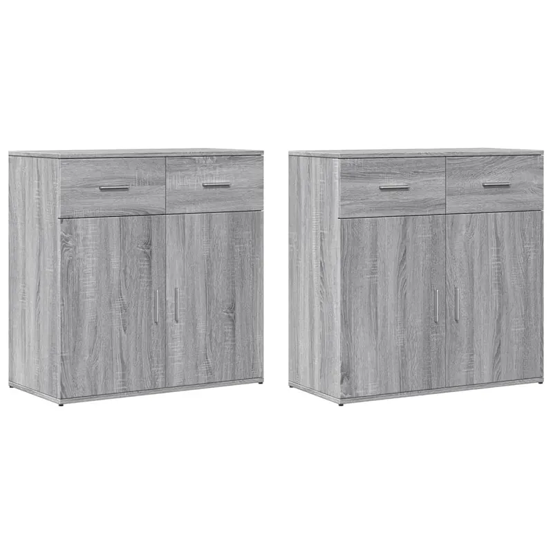 comode, 2 buc., gri sonoma, 79x38x80 cm, lemn compozit