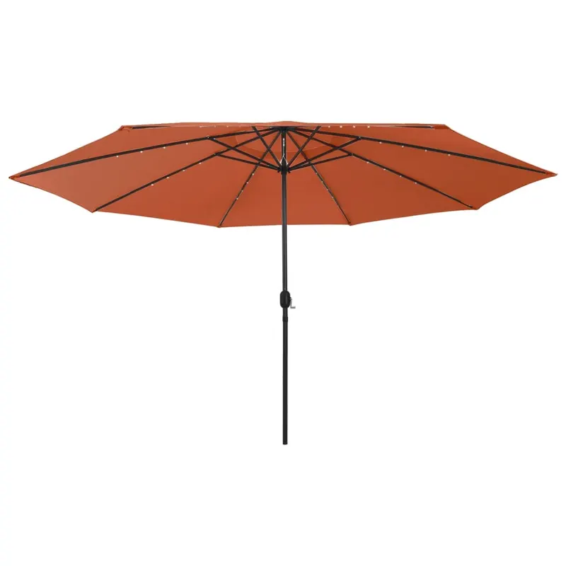 umbrela soare de gradina cu led-uri, caramiziu, 400 cm