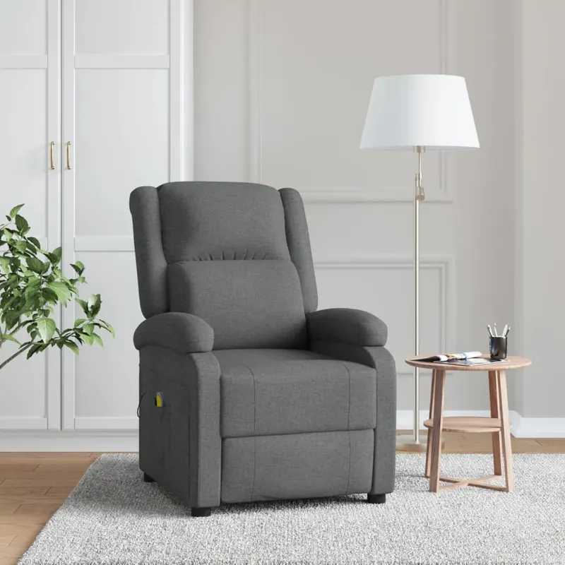 fotoliu de masaj, gri inchis, material textil