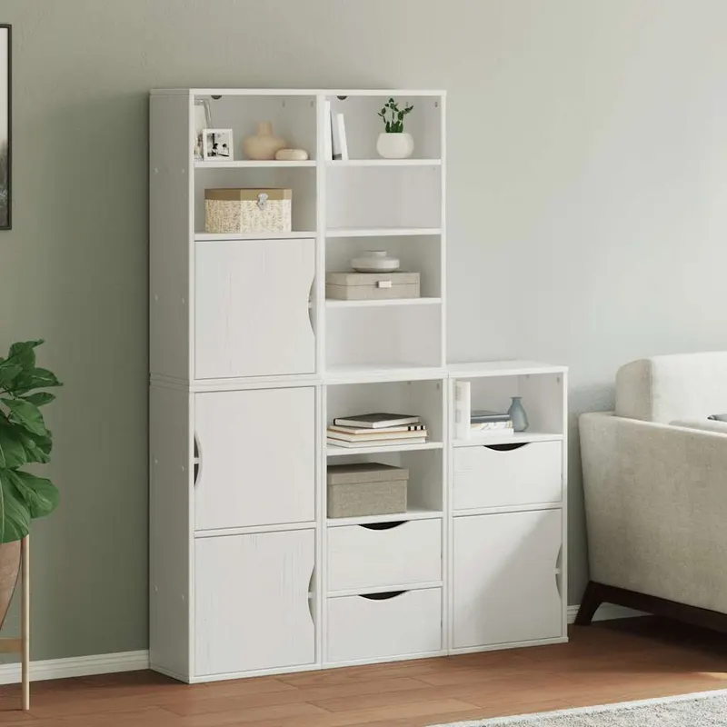 dulapuri laterale 5 buc odda alb 40x24x79 cm lemn masiv de pin