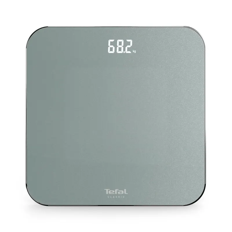 Cantar de baie Tefal Classic PP1903V0, 180 KG, gradatii la 100 g, 31 x 31 cm, sticla, gri