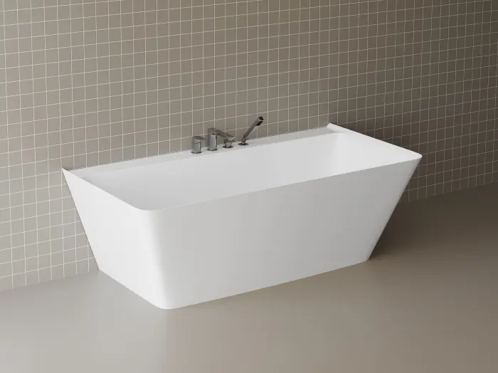 Cada freestanding dreptunghiulara, compozit alb mat, interior lucios,170x85.5x58 cm, Grace