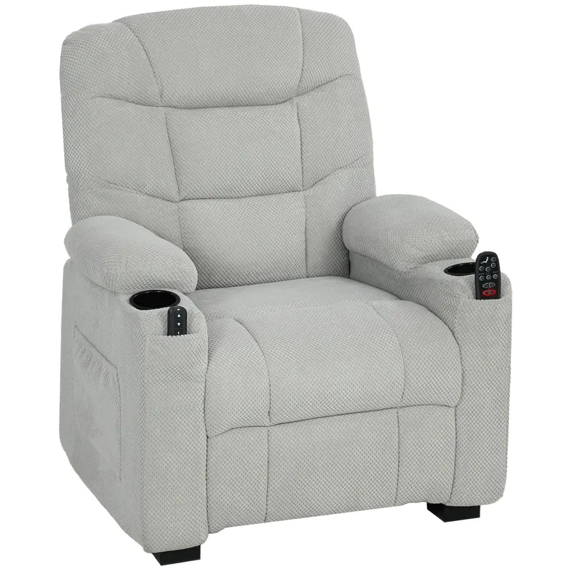HOMCOM Fotoliu relax electric cu masaj și încălzire, motor silențios și funcție Memory, gri