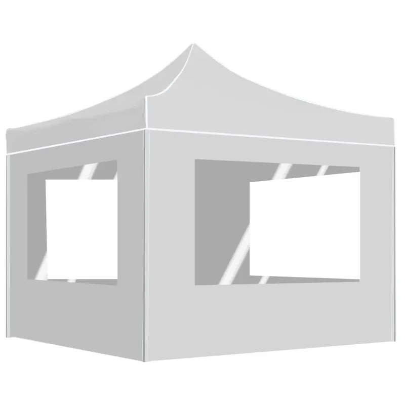 cort de petrecere pliabil cu pereti, alb, 2x2 m, aluminiu