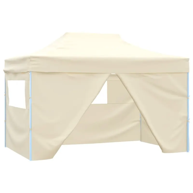 cort pliabil pop-up cu 4 pereti laterali, alb crem, 3x4,5 m
