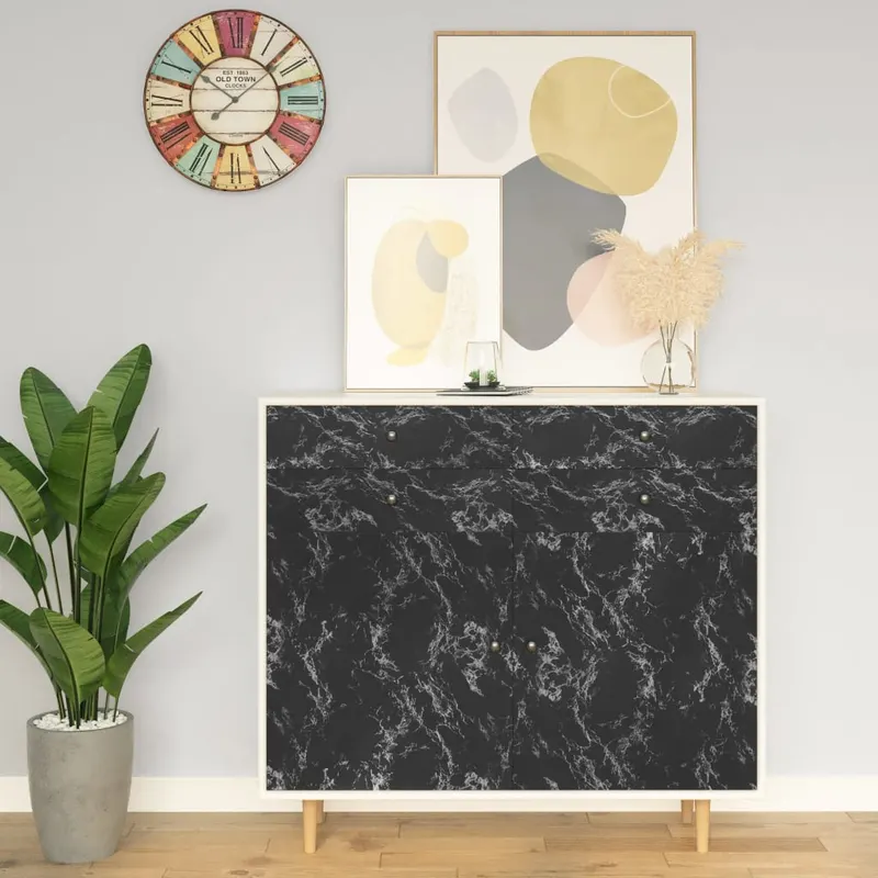 folie de mobilier autoadeziva, negru piatra, 500x90 cm, pvc
