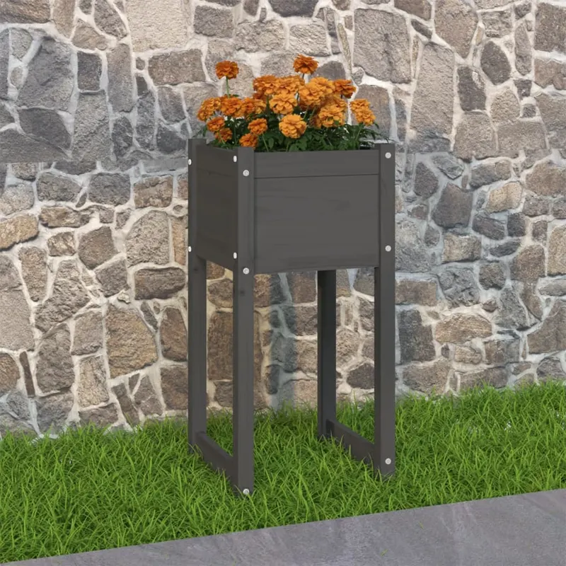jardiniera, gri , 40x40x81 cm, lemn masiv de pin