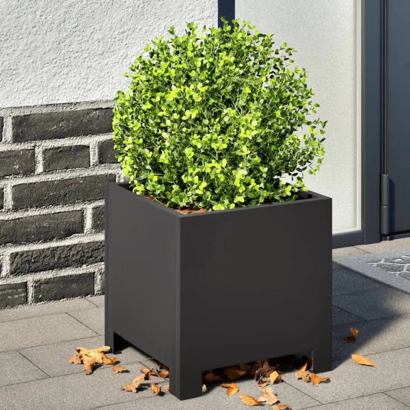 jardiniere de gradina, 2 buc., negru, 30x30x30 cm, otel