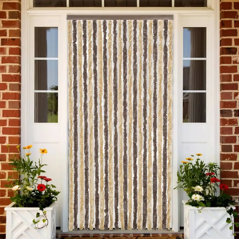 perdea pentru insecte, maro inchis si bej, 90x220 cm, chenille