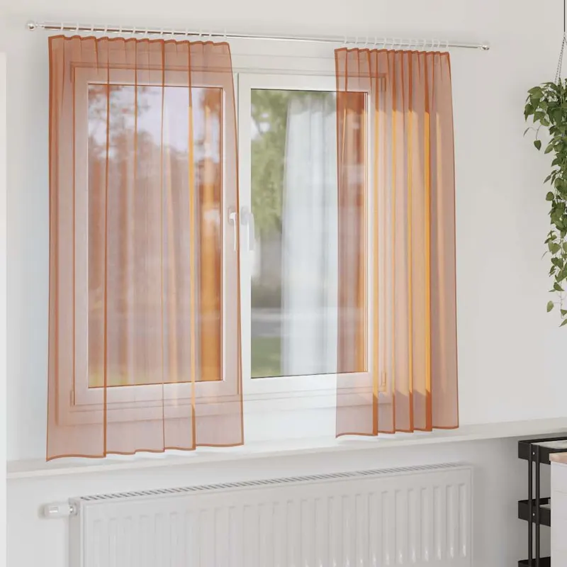 perdele voile cu bucle 2 buc terracota 140x175 cm