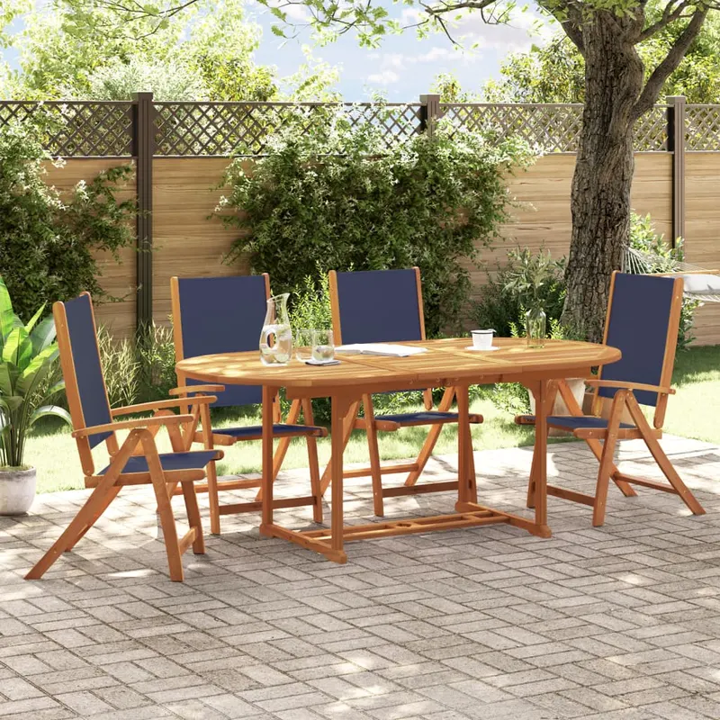 set mobilier de gradina, 5 piese, lemn masiv acacia/textilena