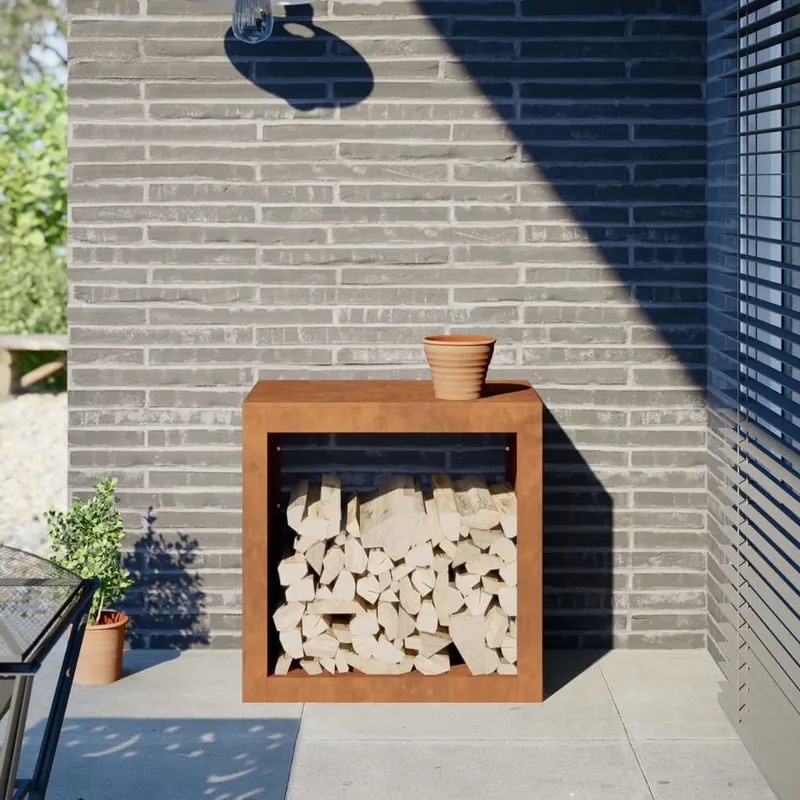 suport pentru lemne de foc, 60x40x60 cm, otel corten