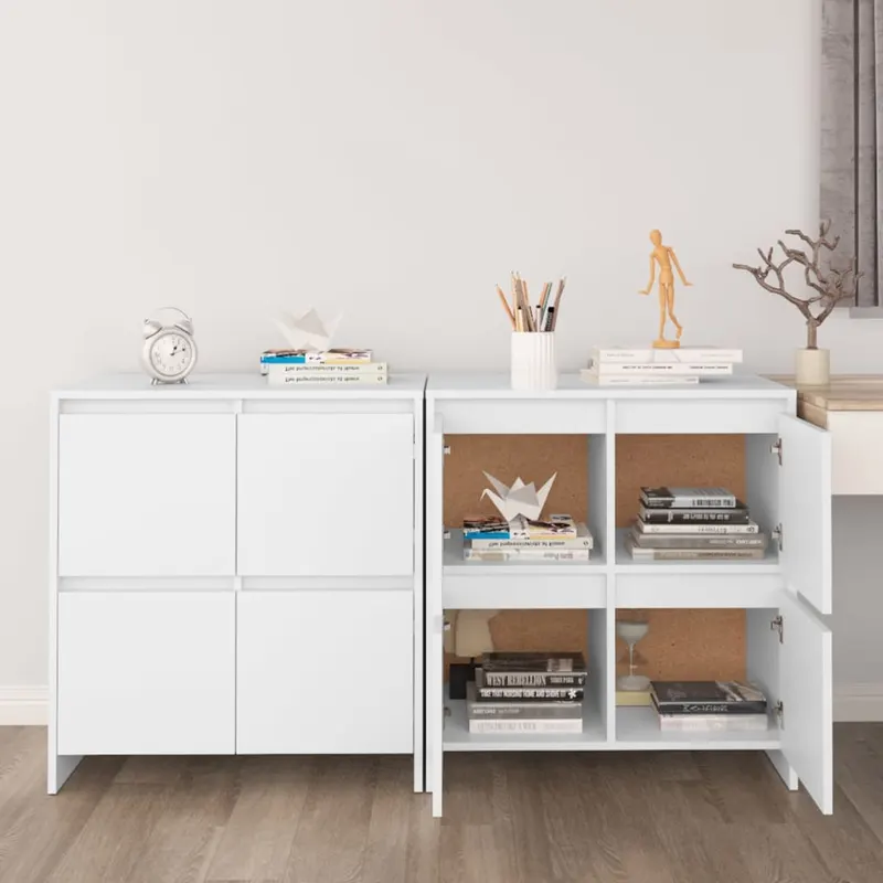 servante, 2 buc., alb, 70x41x75 cm, lemn prelucrat