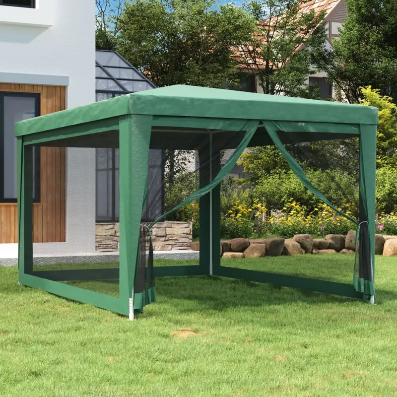 cort de petrecere cu 4 pereti din plasa, verde, 3x4 m, hdpe