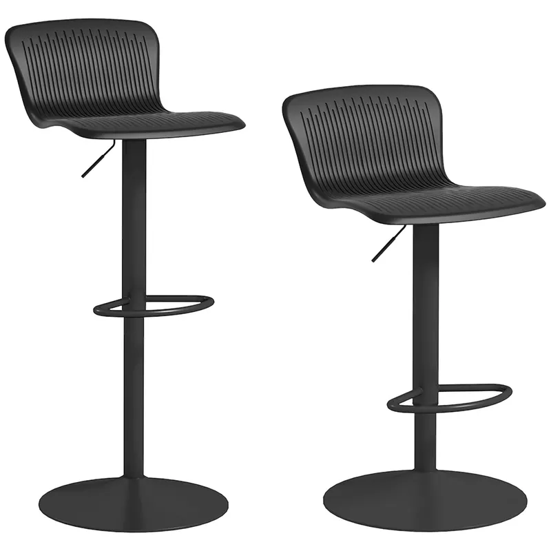 HOMCOM Set 2 Scaune de Bar cu Spătar Ergonomic, 38,5x40x76,5-97,5 cm, Alb