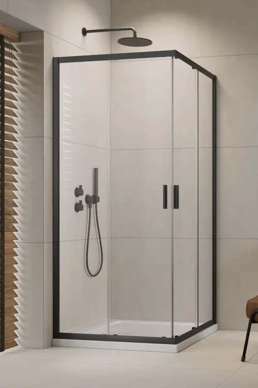 Cabina de dus patrata Radaway Alienta C 80x80x190 cm, gunmetal periat, sticla 5 mm, usi culisante