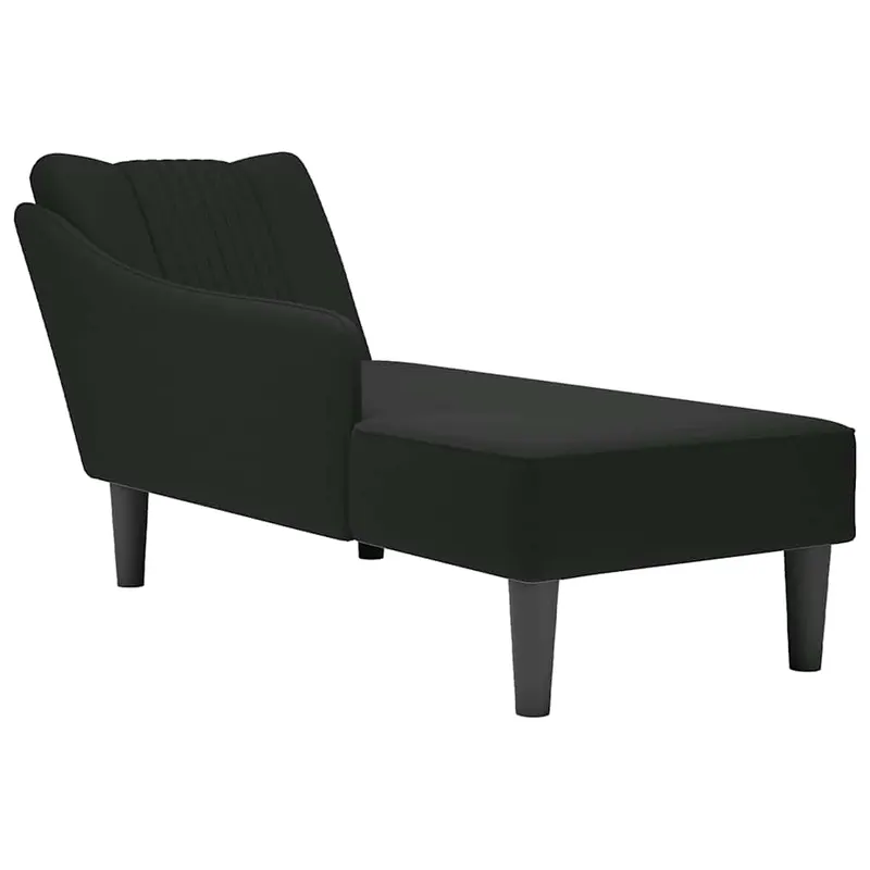 sezlong cu cotiera dreapta catifea neagra