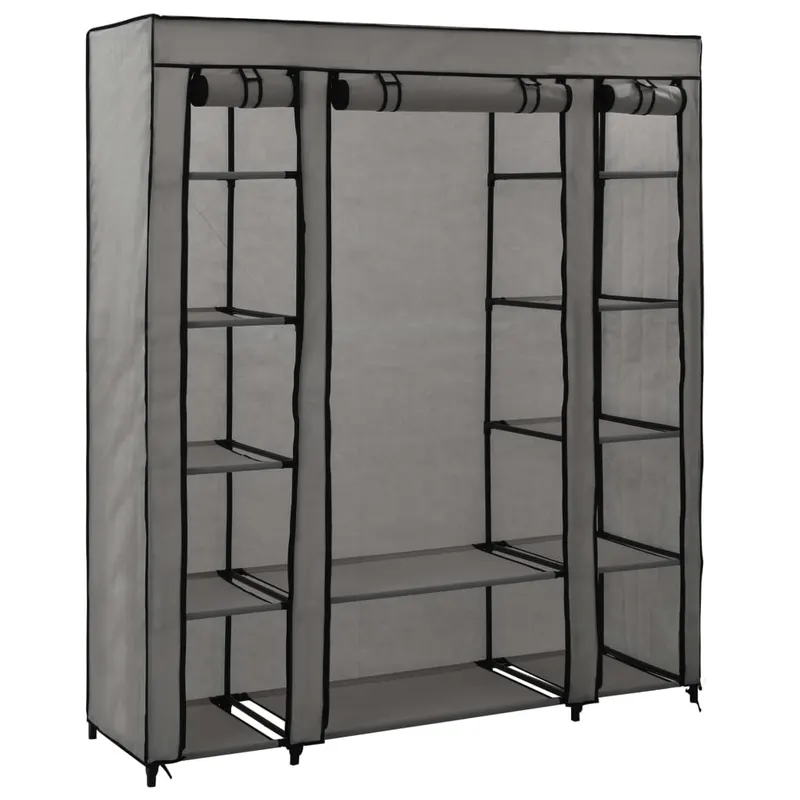 sifonier cu bare si compartimente, gri, 150x45x176 cm, textil