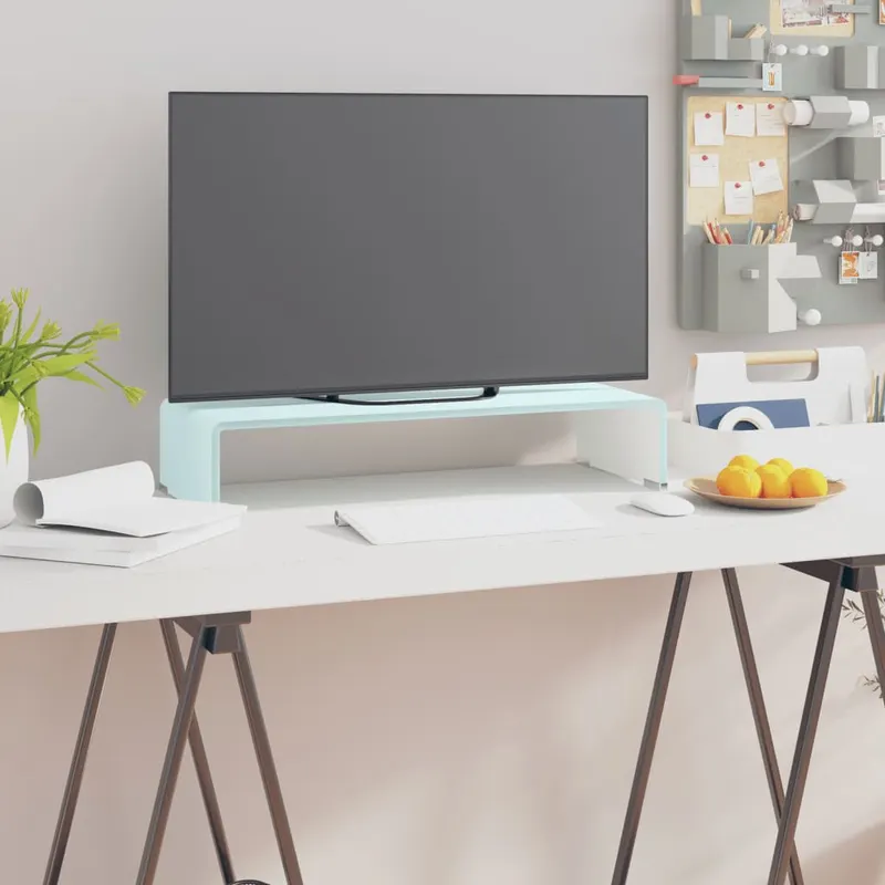 stativ tv/suport monitor, sticla, verde, 60 x 25 x 11 cm
