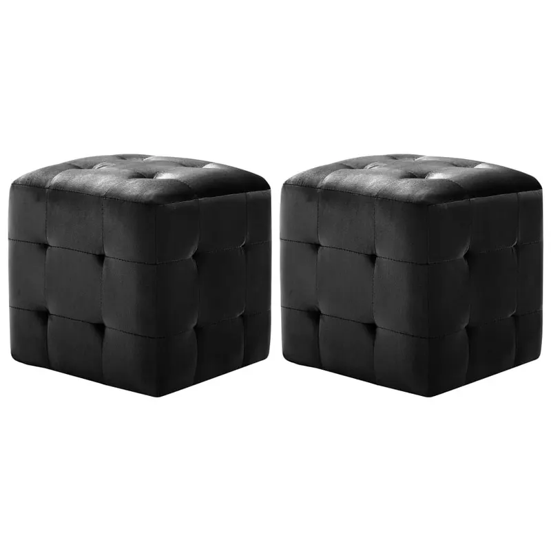 taburet, 2 buc., negru, 30 x 30 x 30 cm, tesatura din catifea