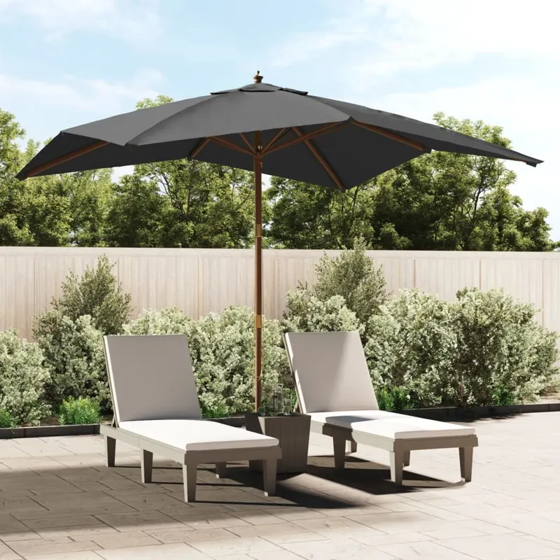 umbrela de gradina stalp din lemn, antracit, 300x300x273 cm