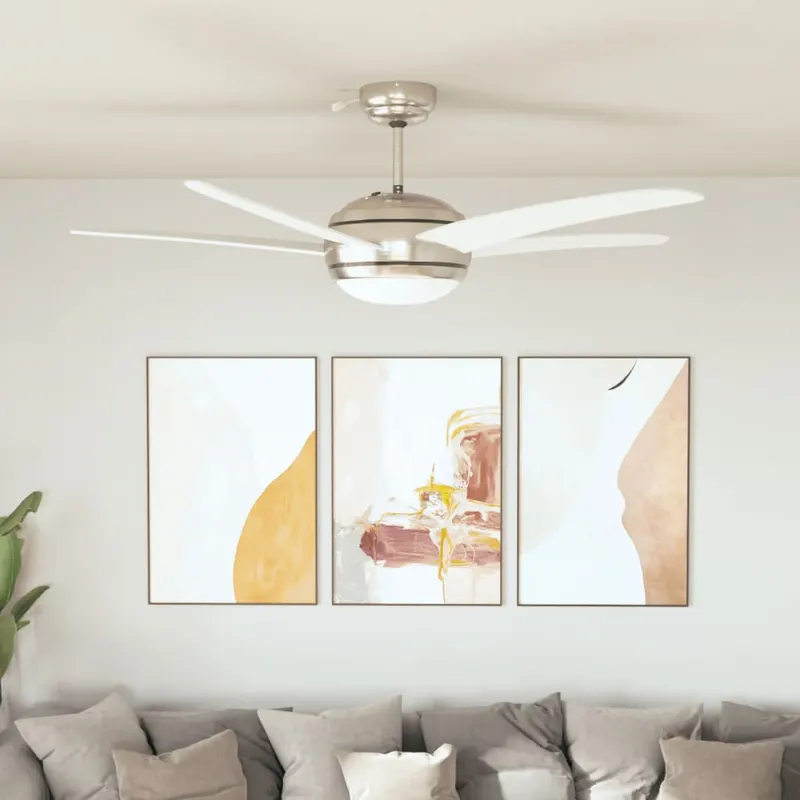 ventilator tavan decorativ cu iluminare, 128 cm, alb