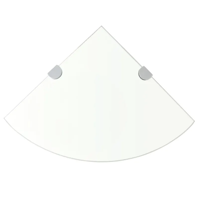 Raft de colt cu suporti de crom din sticla transparenta 35 x 35 cm