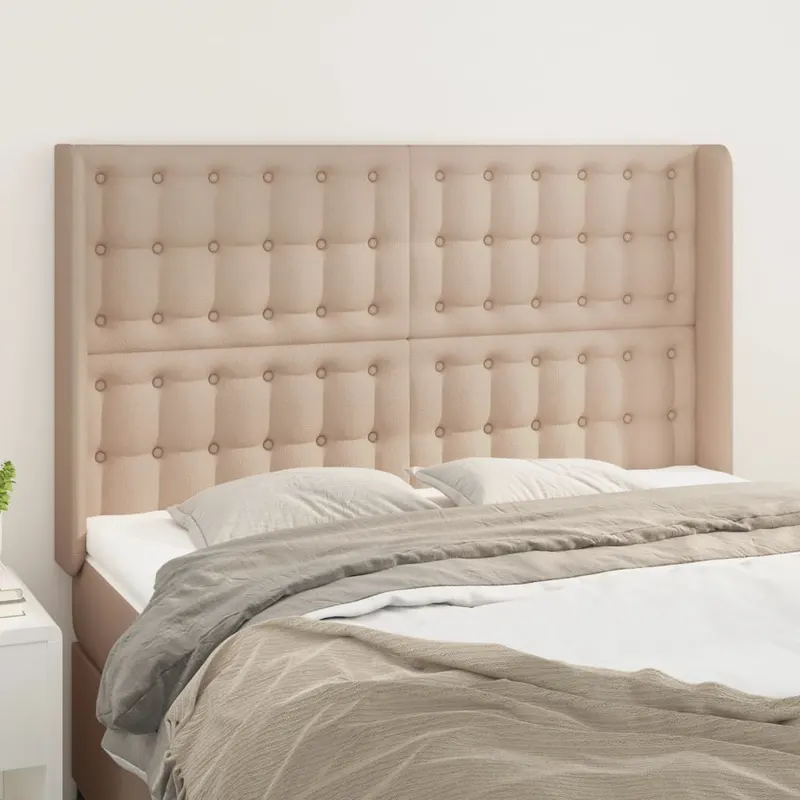 tablie pat cu aripioare cappuccino 147x16x118/128 cm piele eco