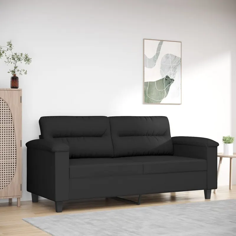 canapea cu 2 locuri, negru, 140 cm, tesatura microfibra