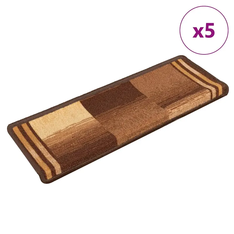 covorase pentru scari autoadezive, 5 buc., maro, 65x21x4 cm